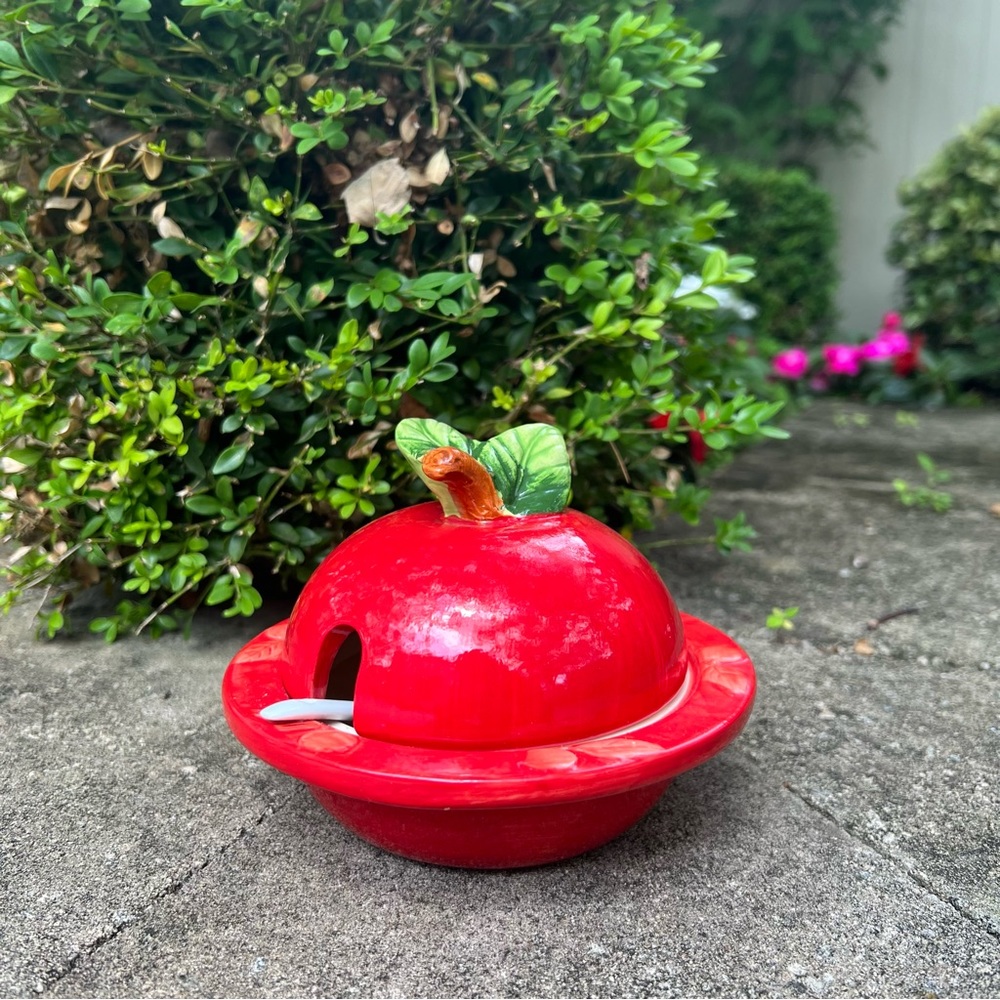 New Ceramic Jam or Honey Bowl with Spoon